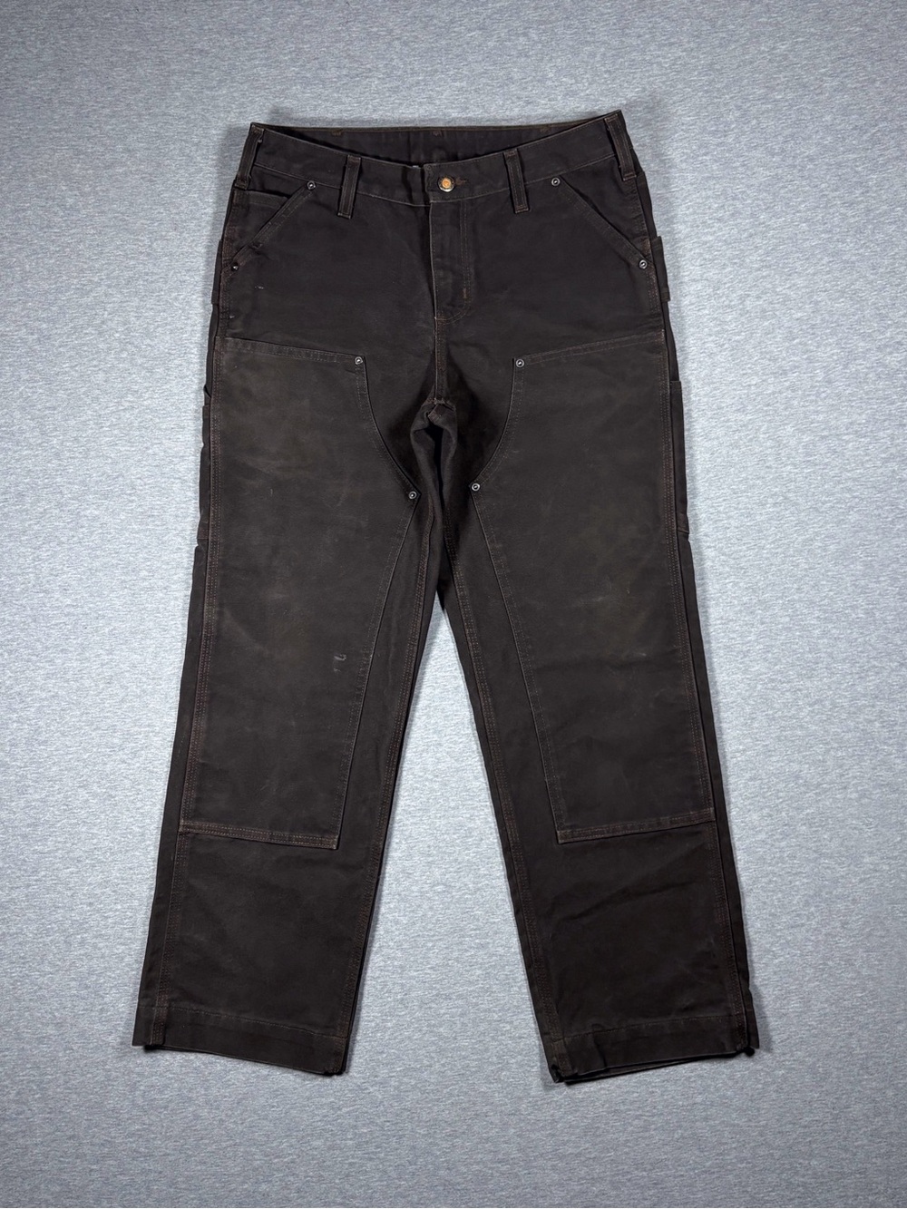 Carhartt Double Knee Pants Duck Canvas Carpenter Women’s 4 Short 29x28.5 Brown